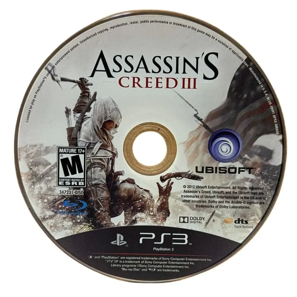 Assassin's Creed III PS3 - 2012 Release - Mint Condition Preowned
